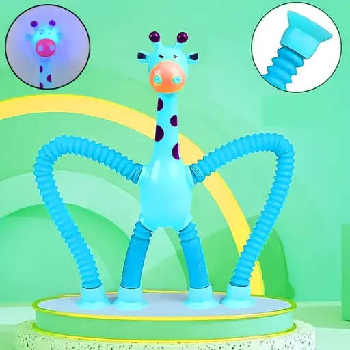 LED Telescopic Suction Cup Giraffe Toy Shape Changing Telescopic Tube Fidget Toys Pop Tubes Fidget Tubes Sensory Toys for Girls Boys