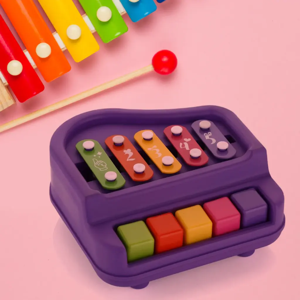 5key Xylophone and Piano Toy KeyBoard 2 in 1 Colorful Adorable  (Multicolor)